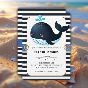 Invitation Bleu océanique sous la mer Baby shower de baleines
