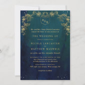 Invitation Bleu officiel, Mariage céleste vert de la Marine (Devant)