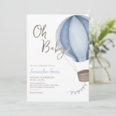Invitation Bleu Oh Baby shower bébé (Debout devant)