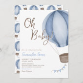 Invitation Bleu Oh Baby shower bébé (Devant / Derrière)