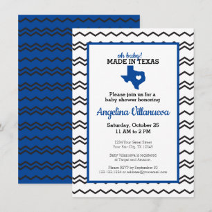 Invitation Bleu Oh Bébé ! Chevron Fabriqué au Texas Douche