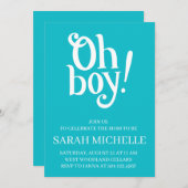 Invitation Bleu Oh mon garçon !Baby shower (Devant / Derrière)