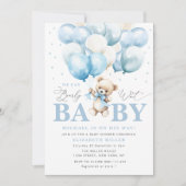 Invitation Bleu on peut attendre baby shower (Devant)