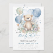 Invitation Bleu On Peut Attendre De Mignons Baby showers Garç (Devant)