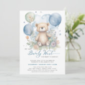Invitation Bleu On Peut Attendre De Mignons Baby showers Garç (Debout devant)