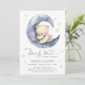 Invitation Bleu On Peut Attendre De Mignons Baby showers Garç (Debout devant)