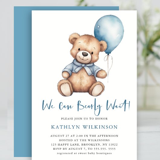 Invitation Bleu On Peut Attendre De Mignons Baby showers Garç