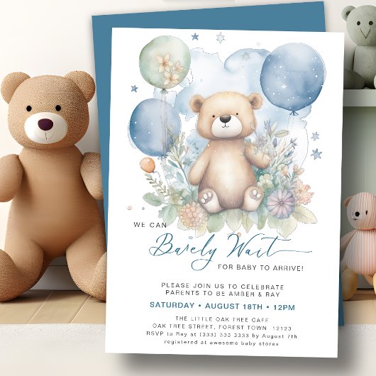 Invitation Bleu On Peut Attendre De Mignons Baby showers Garç