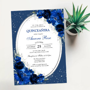 Invitation Bleu Or Argent Mis Quince Quinceañera Anniversaire