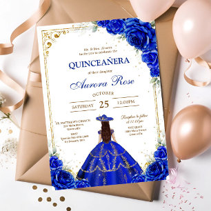 Invitation Bleu Or Argent Mis Quince Quinceañera Anniversaire