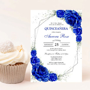 Invitation Bleu Or Argent Mis Quince Quinceañera Anniversaire