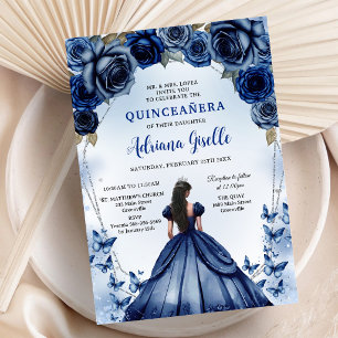 Invitation Bleu Or Argent Mis Quince Quinceañera Anniversaire