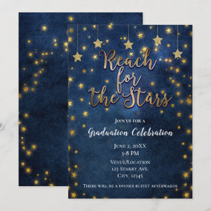 Invitation Bleu Or Atteindre les Étoiles Remise des Diplômes