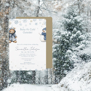 Invitation Bleu & Or Bébé Il Fait Froid Dehors Bébé enneigé