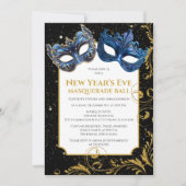 Invitation Bleu Or Bleu de la Saint-Sylvestre Masquerade Ball (Devant)