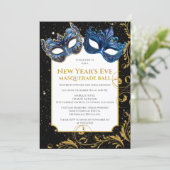 Invitation Bleu Or Bleu de la Saint-Sylvestre Masquerade Ball (Debout devant)