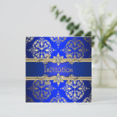 Invitation Bleu Or Damassé Bleu Royal Soirée (Debout devant)