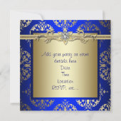 Invitation Bleu Or Damassé Bleu Royal Soirée (Dos)