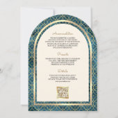 Invitation Bleu Or Marocain Code QR Mariage Sikh Arch (Dos)