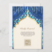 Invitation Bleu Or Quatrefoil Code QR Mariage Sikh (Dos)