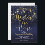 Invitation Bleu Or Sous Les Étoiles Starry Night Sweet 16<br><div class="desc">Customisez les deux côtés comme vous voulez,  pour n'importe quel événement.</div>
