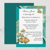 Invitation Bleu orange anniversaire de plage PERSONNALISER (Devant / Derrière)