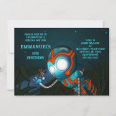 Invitation Bleu Orange Bleu mou Robot (Devant)