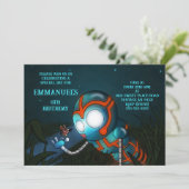 Invitation Bleu Orange Bleu mou Robot (Debout devant)