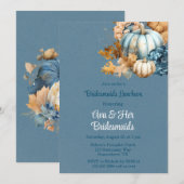 Invitation Bleu Orange Citrouille Peony Bridesmaitres Déjeune (Devant / Derrière)