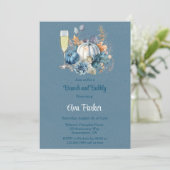 Invitation Bleu Orange Citrouille Peony Brunch et Bubbly (Debout devant)