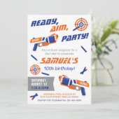 Invitation Bleu, Orange Dart War Anniversaire, N'Importe Quel (Debout devant)