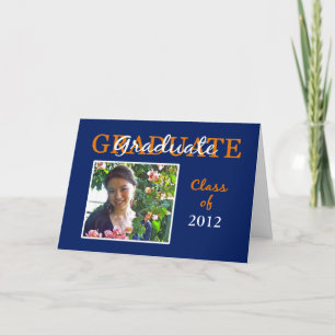Invitation Bleu/Orange Graduation Party Invitation/Carte phot