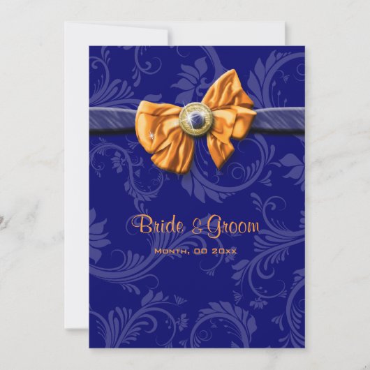 Invitation Bleu orange mariage floral CUSTOM (Devant)