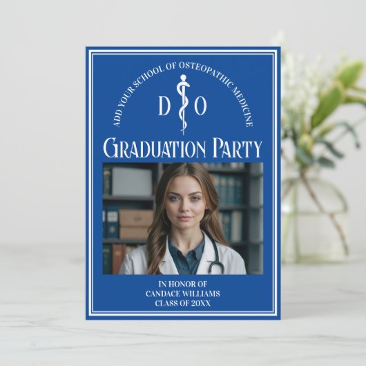Invitation Bleu Ostéopathie Médicale School Graduation Party (Debout devant)