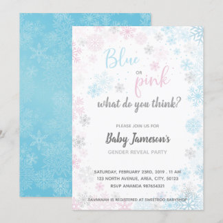 Invitation Bleu ou rose | Baby shower de révélation de genre 