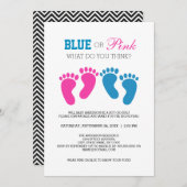 Invitation Bleu ou rose mignon Pieds imprimés Genre Reveal Pa (Devant / Derrière)