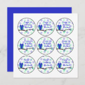 Invitation Bleu Owl 1er Birthday Cupcake Toppers (Devant / Derrière)