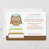 Invitation Bleu Owl Boys Graduation Party (Devant)