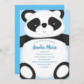 Invitation Bleu Panda Bear fête d'anniversaire (Devant / Derrière)