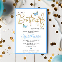 Bleu papillon et Parties scintillant Baby shower I
