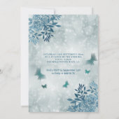 Invitation Bleu Papillon fleuri robe de jardin sweet sixteen  (Dos)