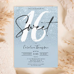 Invitation Bleu parties scintillant bordure script photo Swee<br><div class="desc">Vous cherchez l'invitation parfaite et la plus cool Sweet 16 anniversaire de fête? Obtenez cette parties scintillant bleue tendance et chic ombre et violet avec un script en bordure photo Sweet 16 invitation, ajoutez votre photo au fond avec un script signature élégant. Contactez-moi si vous souhaitez customiser le texte principal....</div>