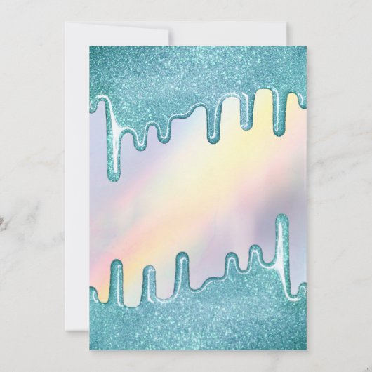 Invitation Bleu Parties scintillant gouttes Rainbow Holograph (Dos)