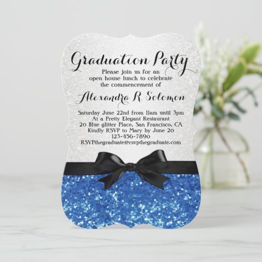 Invitation Bleu Parties scintillant-look Bow Graduation Party (Debout devant)