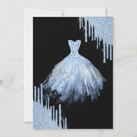 Invitation Bleu Parties scintillant, Robe Bleue Black Sweet 1 (Dos)