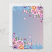 Invitation Bleu Parties scintillant, Robe Bleue Fleurs Douce (Dos)