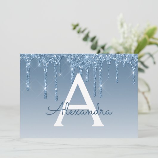 Invitation Bleu Parties scintillant Sweet 16 Enregistrer la d (Debout devant)