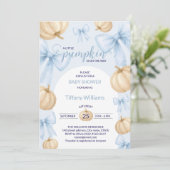 Invitation Bleu Pastel Aquarelle ruban Citrouille arc (Debout devant)