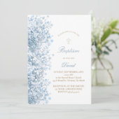 Invitation bleu pastel Baby's Breath baby boy Baptême (Debout devant)