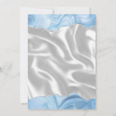 Invitation Bleu pastel bébé argent agate blanc soie mariage (Dos)